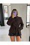 Brown Cashmere Stand Collar Buttoned Jacket - 2