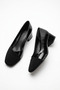 Bebas Double Color V Mouth Women's Low Heel Shoes Black - 6