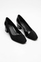 Bebas Double Color V Mouth Women's Low Heel Shoes Black - 2
