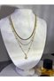 Triple Gold Star Steel Necklace - 3