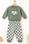 Baby Boy Set with Cow Print and Checkered Pattern Square Trousers, 2-Piece Seasonal Set - 3