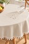 Pompom Detailed Round Tablecloth – Liquid-Resistant, Stain-Proof, Durable Duck Fabric, Different Size Options - 5