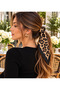 Timeless Elegance, Leopard Patterned Satin Scarf 47X47 cm – Stylish Women's Scarf with Black Edge Detail - 2