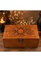 Tribal Sun and Double Crescent Patterned Wooden Box Burma Color 20X10X8 cm - 3