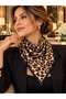 Timeless Elegance, Leopard Patterned Satin Scarf 47X47 cm – Stylish Women's Scarf with Black Edge Detail - 3