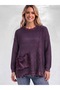 Women's Oversized Casual 100% Cotton Knitwear Sweater Blouse with Pocket and Vintage Detail