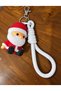 Santa Claus Charm Keychain – Knitted Textured Drawstring Bag Ornament with Adorable Santa Figure - 2