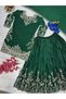 Dark Green Chinon Silk Embroidered Palazzo Suit Set - FFT101038-DarkGreen-Size-4XL-48-Inches - 3