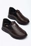 Genuine Leather Women's Casual Shoes Brown Stretch Laceless Thermo Sole