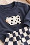 Baby Boy Set with Cow Print and Checkered Pattern Square Trousers, 2-Piece Seasonal Set - 5