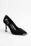 Jutes Side Buckle Stoned Heel Ironed Women's Stiletto Black Satin - 6