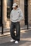 Unisex R Printed Oversize Loose Fit Cotton 3 Thread Threaded Ice Gray Hooded Sweatshirt Rf0704 - 2