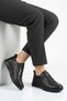 Eplas women's genuine leather shoes with front elastic buckle - black leather - 5