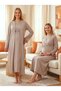 New Season Beige Double-Breasted Collar Breastfeeding-Friendly Design Long Sleeve Maternity Nightgown Set of 2 - 4