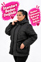 Plus Size Women's 50-54 Size Sequined Glitter Pearl Detailed Quilted Zippered Hooded Lined Coat - 2