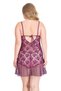 Stylish Design Lace Embroidered Plus Size Purple Short Tulle Nightgown - 2