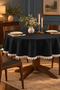 Pompom Detailed Round Tablecloth – Liquid-Resistant, Stain-Proof, Durable Duck Fabric, Different Size Options - 2