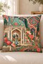 Palace Garden Tile and Floral Patterned Decorative Throw Pillow Cover Set of 2 – Turquoise Cream - 2