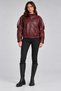 Women's Burgundy Oversize Faux Leather Jacket – High Collar Asymmetrical Zipper Snap Detail Elastic Waist Bomber Coat - 5