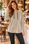 Velvet Shine - Women's Long Sleeve Hooded Relaxed Fit Blouse
