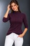 Striped Touch - Women's Stand Collar Blouse with Vertical Stitching Detail