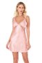 Marchè Bien Lace Embroidered Thin Strap Salmon Short Satin Nightgown