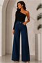 Women's Dark Blue Palazzo High Waist Jeans