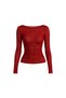 New Season Boat Neck Long Sleeve Women's Transparent Blouse 52115063 - 3