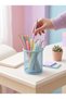 Metal Mesh Round Pen Holder Pastel Blue - 5