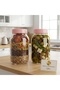 2-Pack 3 Lt Glass Jar Set - Leak-Proof Food Storage Jar with Pink Lids - Container for Pickles, Olives, Cheese, Tomato Paste, and Legumes - 2