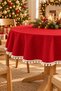 Special New Year's Gift: Round Tablecloth with Pompom Detail – Liquid-Proof, Stain-Resistant, Durable Duck Fabric, Various Size Options - 4