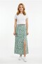 Women's Floral Patterned Slit Detailed Elastic Waist Flexible Fabric Summer Stylish Model Skirt