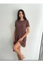 Crew Neck Short Sleeve Modal Fabric Mini Dress