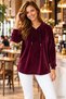 Velvet Shine - Women's Long Sleeve Hooded Relaxed Fit Blouse