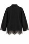 Black Half-Fisherman Cuff Lace Hem Sweater - 0136 - 2