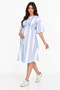 Striped Boat Neck Gathered Waist Maternity Midi Dress - 2
