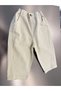 Boy's Brown Seersucker Polo Collar Sweatshirt and Beige Trousers 2-Piece Set - 5