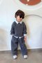 Shirt Collar Detailed Knitwear Sweater Boys' 3-Piece Set - Gray