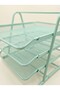 3-Tier Metal Mesh Document Rack A4 Document Tray Pastel Pastel Mint Green - 5