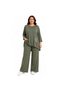 Plus Size Full Lycra Trend Pocketed Cropped Cycling Collar Sweat-Proof Seasonal Bottom-Up Top Set - 7