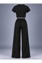 Women's Ribbed Knitted Fabric Crew Neck Knitted Fabric Crew Neck Crop Loose Fit Comfortable Tracksuit Set 2-Piece Set - 4