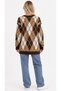 Crew Neck Diamond Patterned Women's Knitwear Sweater with Slit Detail A1G1 - 4