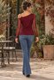 Women's Long Sleeve Single Shoulder Open Buckle Strap Detailed Tulle Sleeve Viscose Blouse - Timeless Elegance - 4