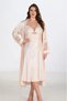 Premium Plus Size Satin Lace Embroidered Ivory Long 2-Piece Nightgown and Robe Set Bigsize