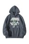 Women's Men's Anthracite Two Face Printed Ebstar Oversize Hooded Sweatshirt with Kangaroo Pocket