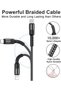 كابل USB-A إلى USB-C و Lightning و Micro USB مجدول 3 في 1، أسود اللون - 4