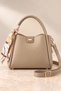Women's Small Size 3-Compartment Stylish Hand and Shoulder Bag with Scarf (23X18 cm)