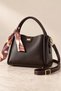 Women's Small Size 3-Compartment Stylish Hand and Shoulder Bag with Scarf (23X18 cm) - 3