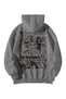 Unisex Anthracite Oversized Hoodie - Toji Fushiguro Anime Printed 3 Thread Streetwear Sweatshirt