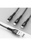 كابل USB-A إلى USB-C و Lightning و Micro USB مجدول 3 في 1، أسود اللون - 7
